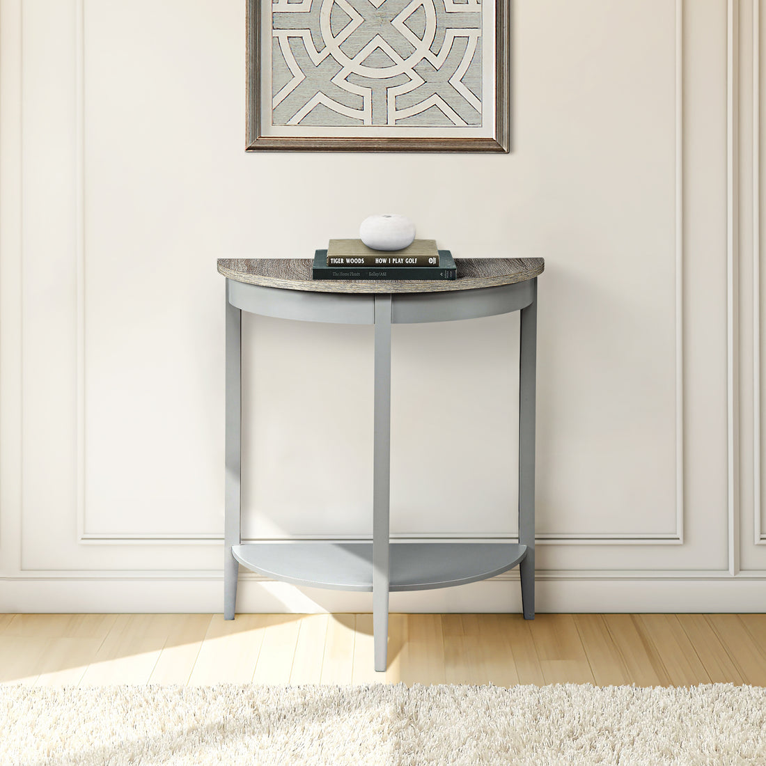 Justino Natural Oak & Gray Finish Console Table Gray,Oak Synthetic Wood