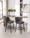 Counter Height Swivel Bar Stools Set Of 2, 360 Swivel Upholstered Barstools With Back And Metal Legs, 25.6