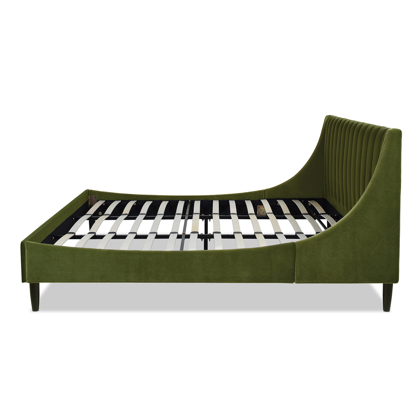 Aspen Vertical Tufted Headboard Platform Bed Set, King, Olive Green Performance Velvet King Olive Green Wood Foam Velvet Velvet