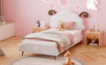 Twin Size Upholstered Platform Bed With Sheep Shaped Headboard, White Twin White Plywood