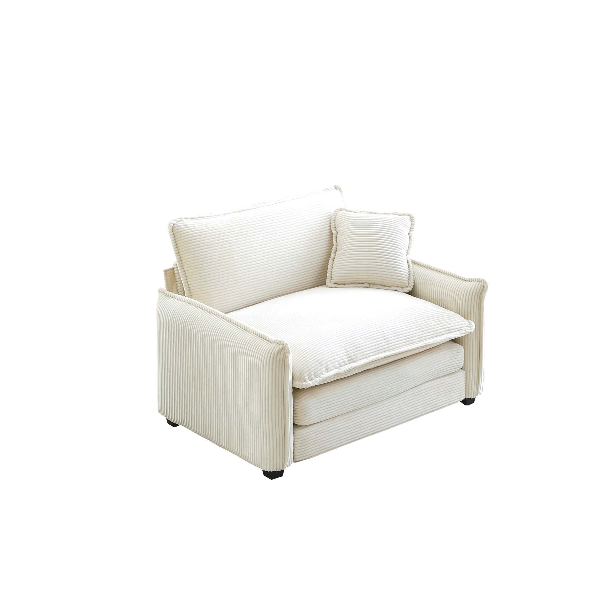 Comfortable Single Deep Seat Sofa With One Pillow, Suitable For Living Room And Bedroom, Club Multiple Occasions,Beige Corduroy Beige Corduroy 1 Seat