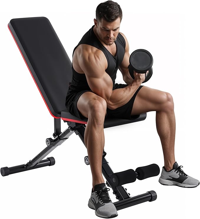 Adjustable Weight Bench 795Lb Capacity Foldable Workout Bench Press For Home Gym, Full Body Exercise And Strength Training, Lifting Sit Up Incline Decline Flat Utility Bench Black Leather