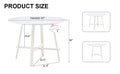 A Modern Minimalist Circular Dining Table With A 42 Inch Diameter White Patterned Tabletop And White Metal Legs. Suitable For Restaurants, Living Rooms, And Conference Rooms. White Mdf Metal