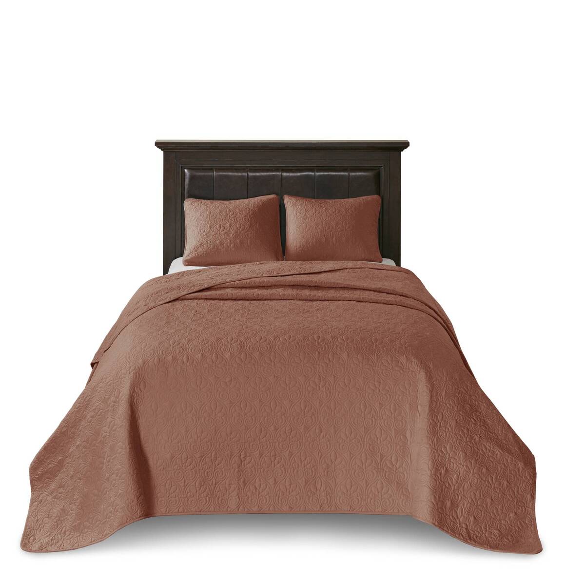 3 Piece Reversible Quilt Set Clay Red King Cal King Red Polyester