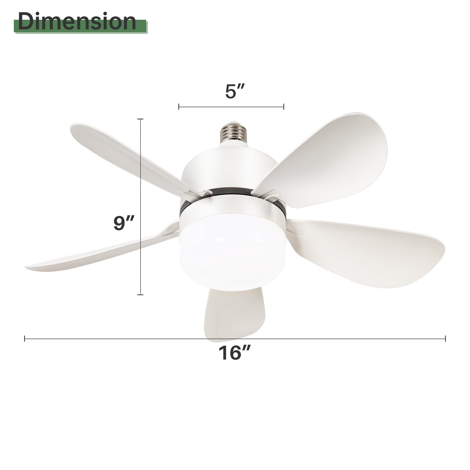 16 Inch Socket Fan Light Ceiling Fans With Remote Screw In Ceiling Fan Dc Motor Noiseless 3 Wind Speed White Pc