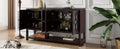 Elegant Retro Console Table Storage Cabinet Sideboard With Mirrored Doors, Spacious Shelves, And Durable Acacia Wood Legs Perfect For Living Room, Dining Room, Or Entryway Espresso Espresso Primary Living Space Solid Wood Mdf
