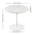 Mid Century White Stone Round Dining Table For Dining Room, Living Room,Cafe,Easy To Assemble And Clean White Dining Room Round Sintered Stone