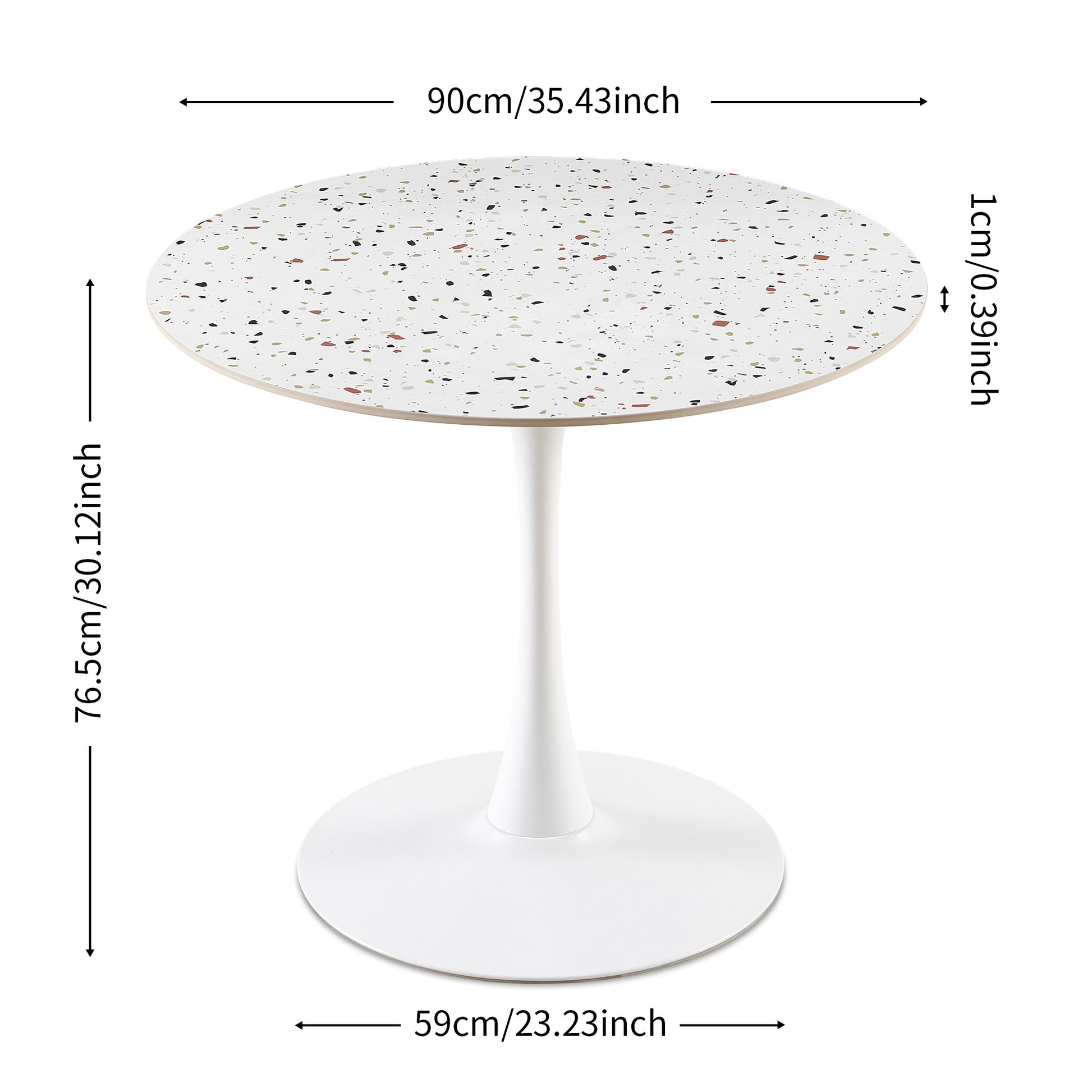 Mid Century White Stone Round Dining Table For Dining Room, Living Room,Cafe,Easy To Assemble And Clean White Dining Room Round Sintered Stone