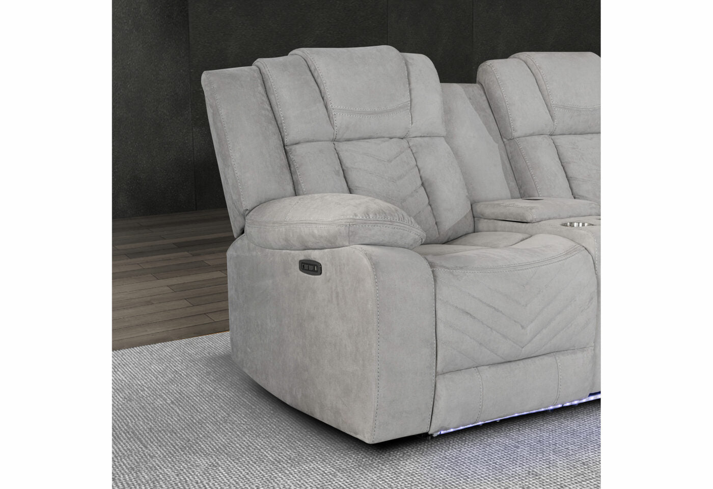 Raize Ash Sectional Light Gray Fabric 5 Seat