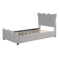 Twin Size Upholstered Platform Bed Velvet Upholstered Bed, Gray Twin Gray Velvet