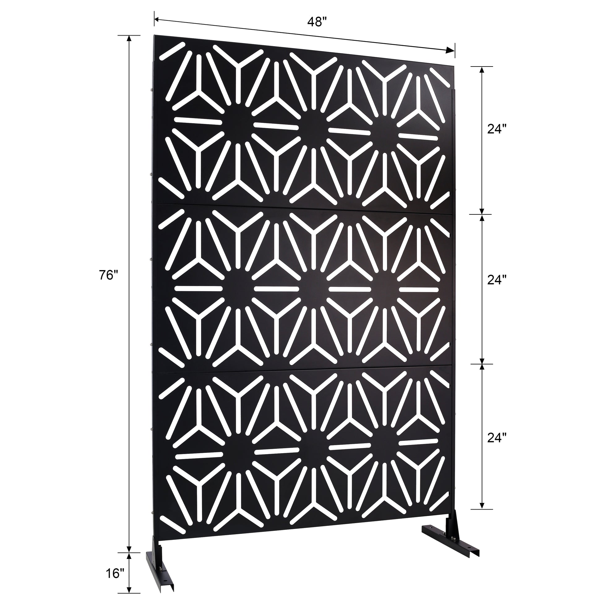 Outdoor & Indoor Privacy Screen Metal Privacy Screen 76" H 48" W, Freestanding Decorative Privacy Screen For Deck Balcony Patio, Privacy Fence Panels For Outside Lawn Garden Ps118 Black Black Steel