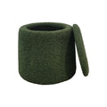 Round Storage Ottoman Green Polyester