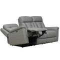 Rhapsody Power Zero Gravity Reclining Sofa Silver Grey Memory Foam Genuine Leather 3 Seat