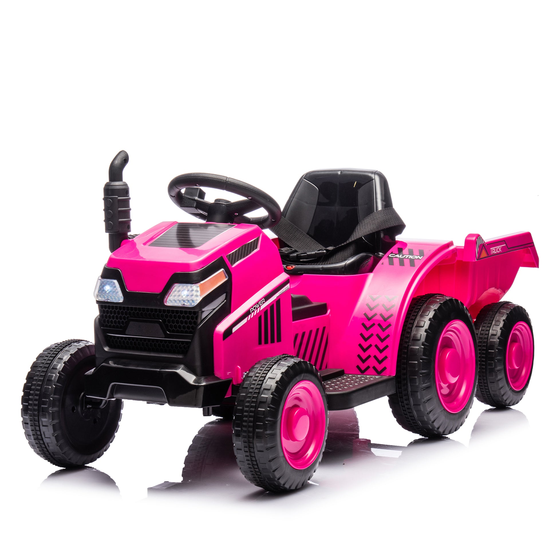 12V Kids Ride On Electric Tractor Black Knight,Kids Ride On Toy.2Wd,Non Skid Tires, Steering Wheel, Foot Pedal,With Removable Storage Tug,Light,Bluetooth,Music,Mp3,Usb,Power Display For Kids Aged 3 . Rose Red 50 99 Lbs Polypropylene