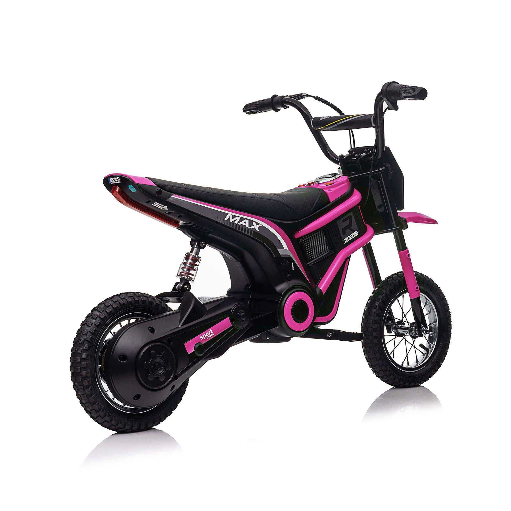 24V14Ah Kids Ride On 24V Electric Toy Motocross Motorcycle Dirt Bike Xxl Large,Speeds Up To 14.29Mph,Dual Suspension, Hand Operated Dual Brakes, Twist Grip Throttle, Authentic Motocross Bike Geometry Pink Polypropylene