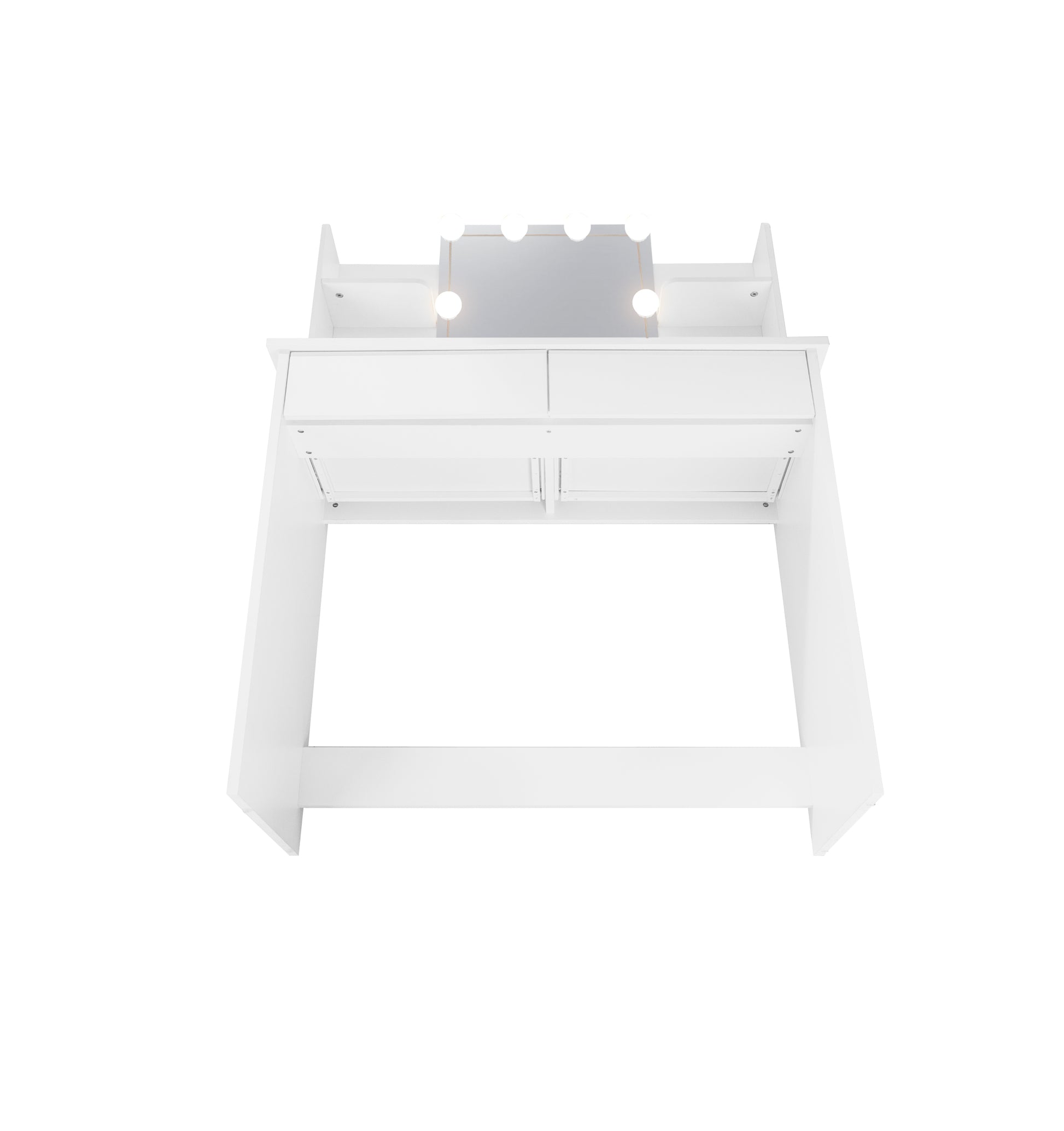 Makeup Vanity Desk With Led Lighted Mirror ,Dressing Table Set With 2 Large Drawers 10 Led Light ,White Color White Primary Living Space Modern Particle Board