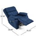 Massage Recliner Navy Blue Fabric