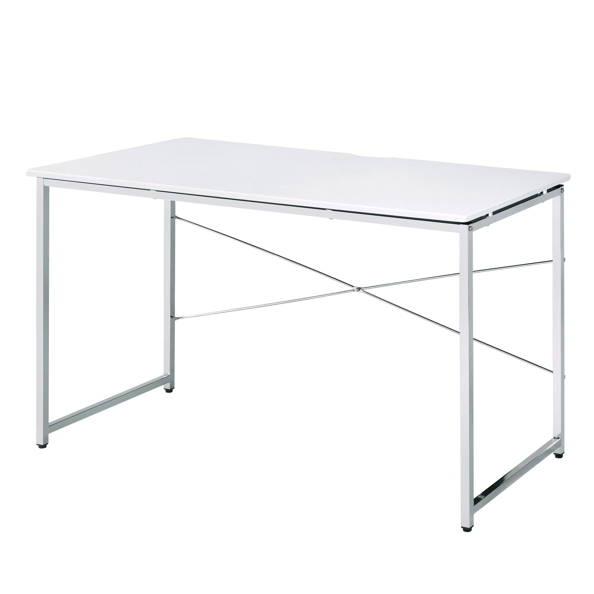 White And Chrome Vanity Desk With X Shape Cross Bar White Silver Bedroom White Wood Metal