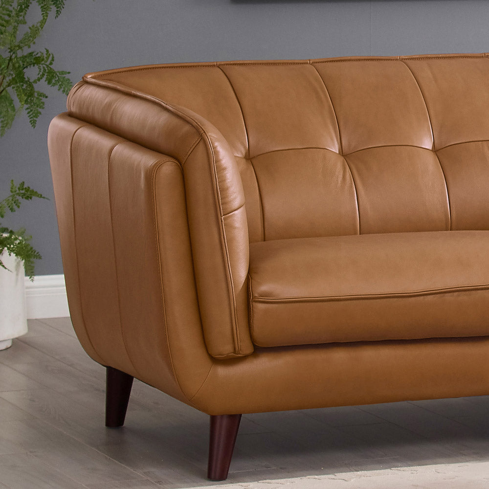 Solana Leather Loveseat Cognac Down Filling Genuine Leather