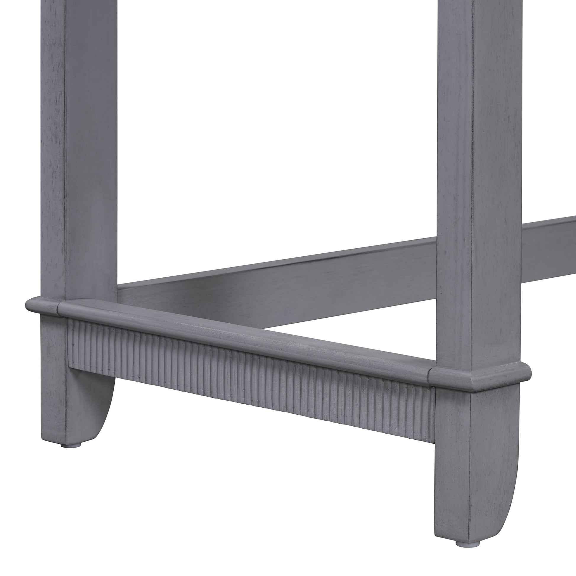 4 Piece Dining Table Set For 3, Retro Kitchen Table And Chairs Set With 3 Storage Drawers, Ideal For Small Spaces Gray Gray Mdf,Rubber Wood