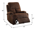 Chocolate Recliner With Cup Holder Chocolate Linen Manual Handle Metal Primary Living Space Tight Back Handle Pillow Top Arms Fabric Metal