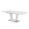 Kamaile Dining Table, White High Gloss Finish Dn02133 White Mdf Metal