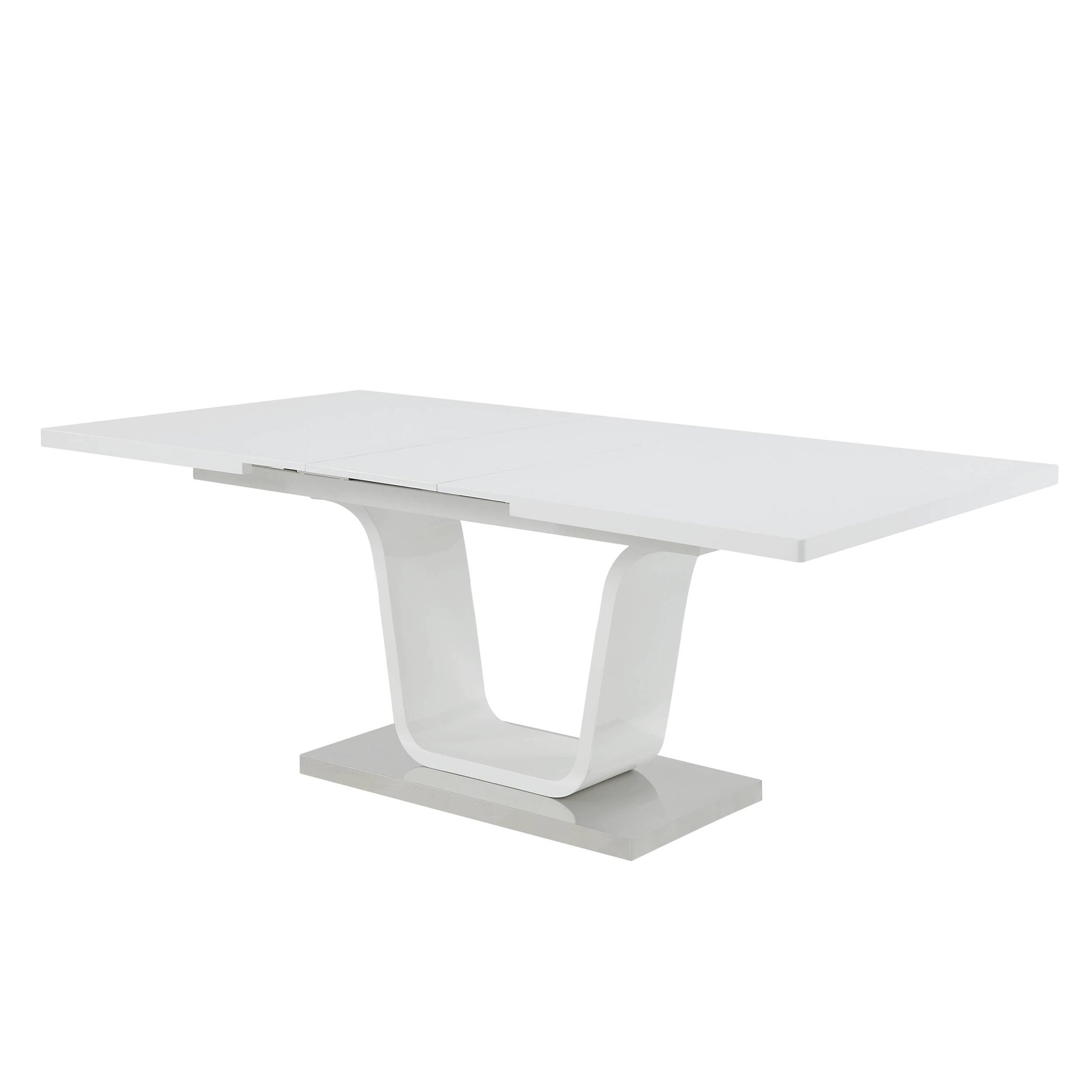 Kamaile Dining Table, White High Gloss Finish Dn02133 White Mdf Metal