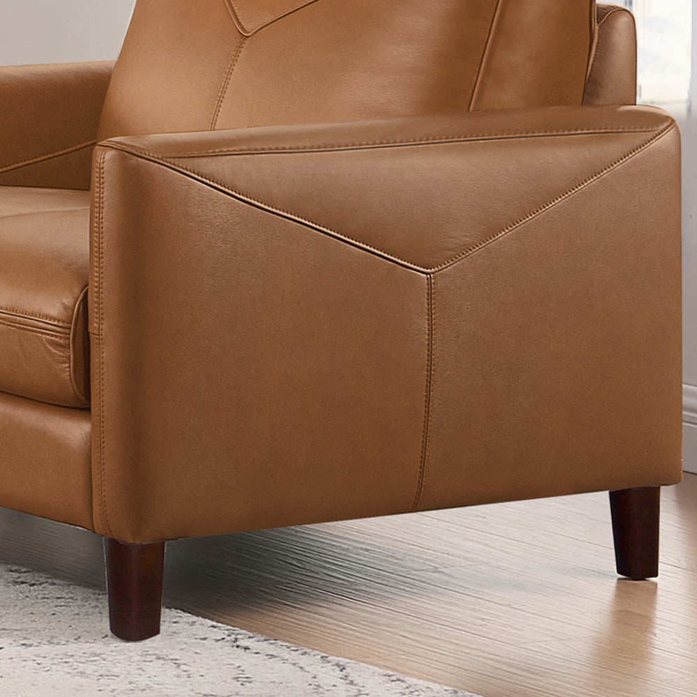 Yorkdale Leather Chair Cognac Down Filling Genuine Leather