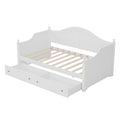 Twin Size Wood Daybed With 2 Storage Drawers ,Wooden Sofa Bed With Handrail For Living Room Bedroom, White Box Spring Not Required Twin White Wood Bedroom Wood