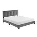 1Pc Queen Platform Bed Dark Gray Velvet Upholstered Adjustable Height Headboard Button Tufted Solid Wood Bedroom Furniture Box Spring Not Required Queen Dark Gray Wood Bedroom Velvet Solid Wood