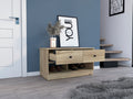 Tulip Storage Bench, Two Drawers, Two Shelves Beige Melamine Engineered Wood