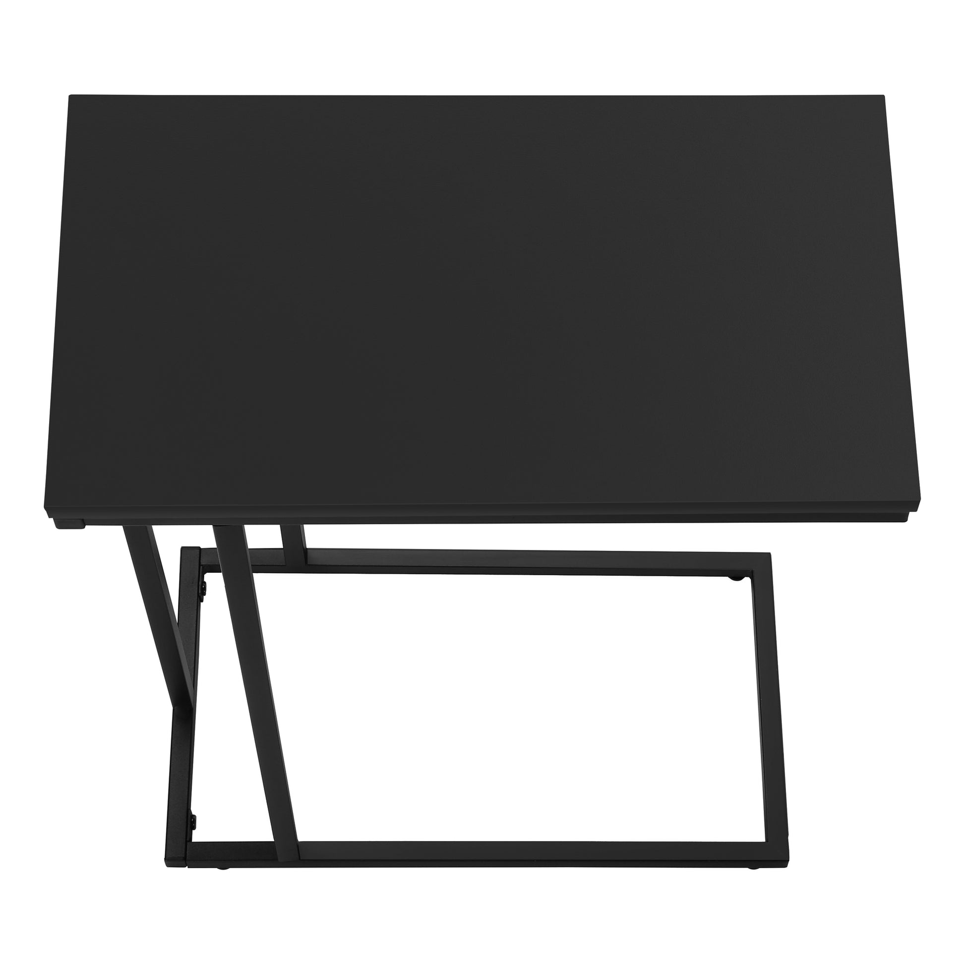 Accent Table, C Shaped, End, Side, Snack, Living Room, Bedroom, Black Laminate, Black Metal, Contemporary, Modern Black Mdf