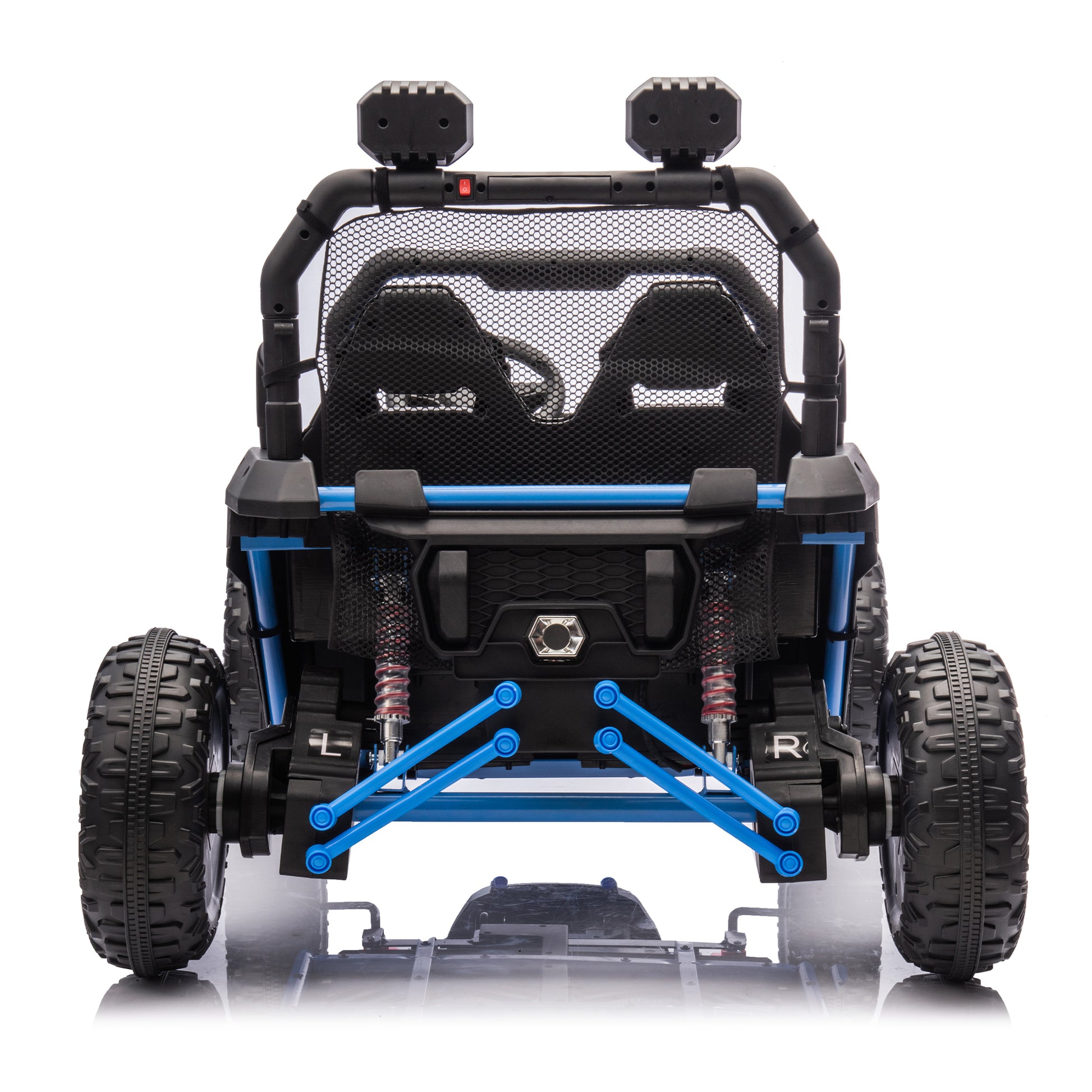 24V Two Seater Kids Ride On Utv W Parents Control,400W Super Power,Four Wheel Suspension,Led Light With Rear Searchlight,Bluetooth,Mp3,Music,Rear Storage Space,Speeds 3.73 4.97Mph For Kids Aged 3 . Blue 50 99 Lbs Polypropylene