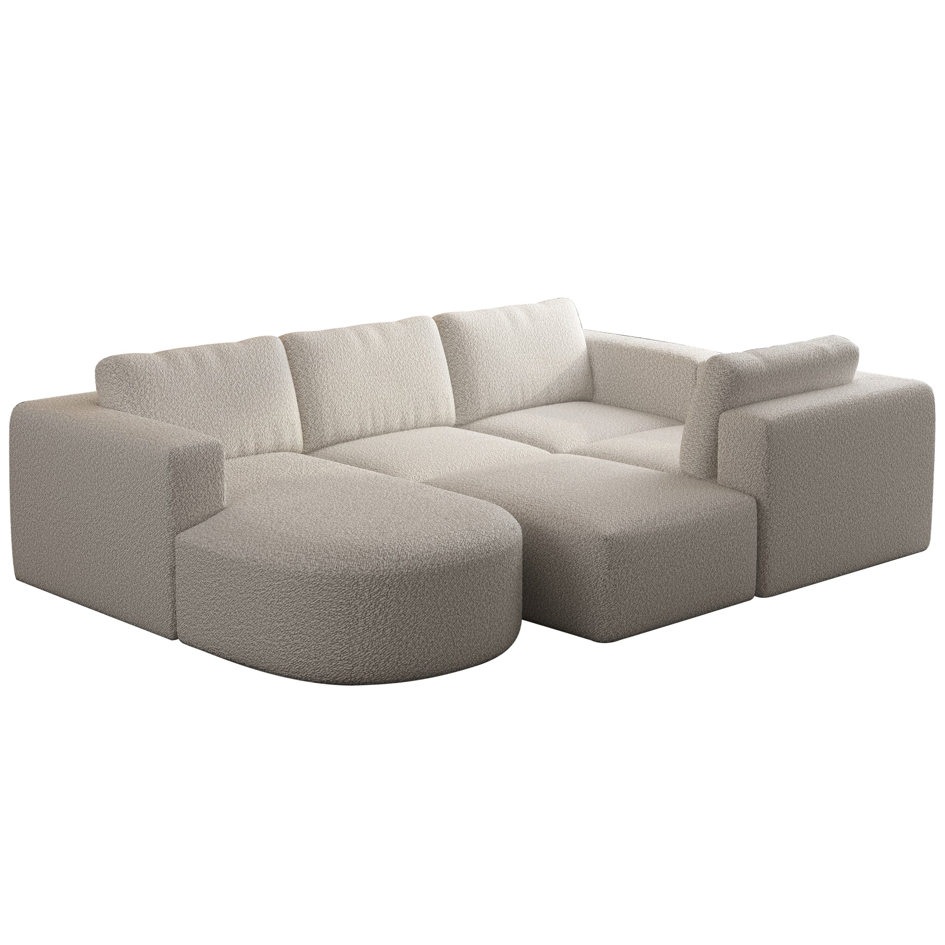 104.32*70.86 Modular Sectional Sofa Sleeper Couch, Sectional Sofa With Chaise And Ottoman, Convertible U Shaped Modular Sofa Set For Living Room, Bedroom. Memory Foam, White. Combo A B C D White Primary Living Space Soft Minimalist,Modern Memory Foam