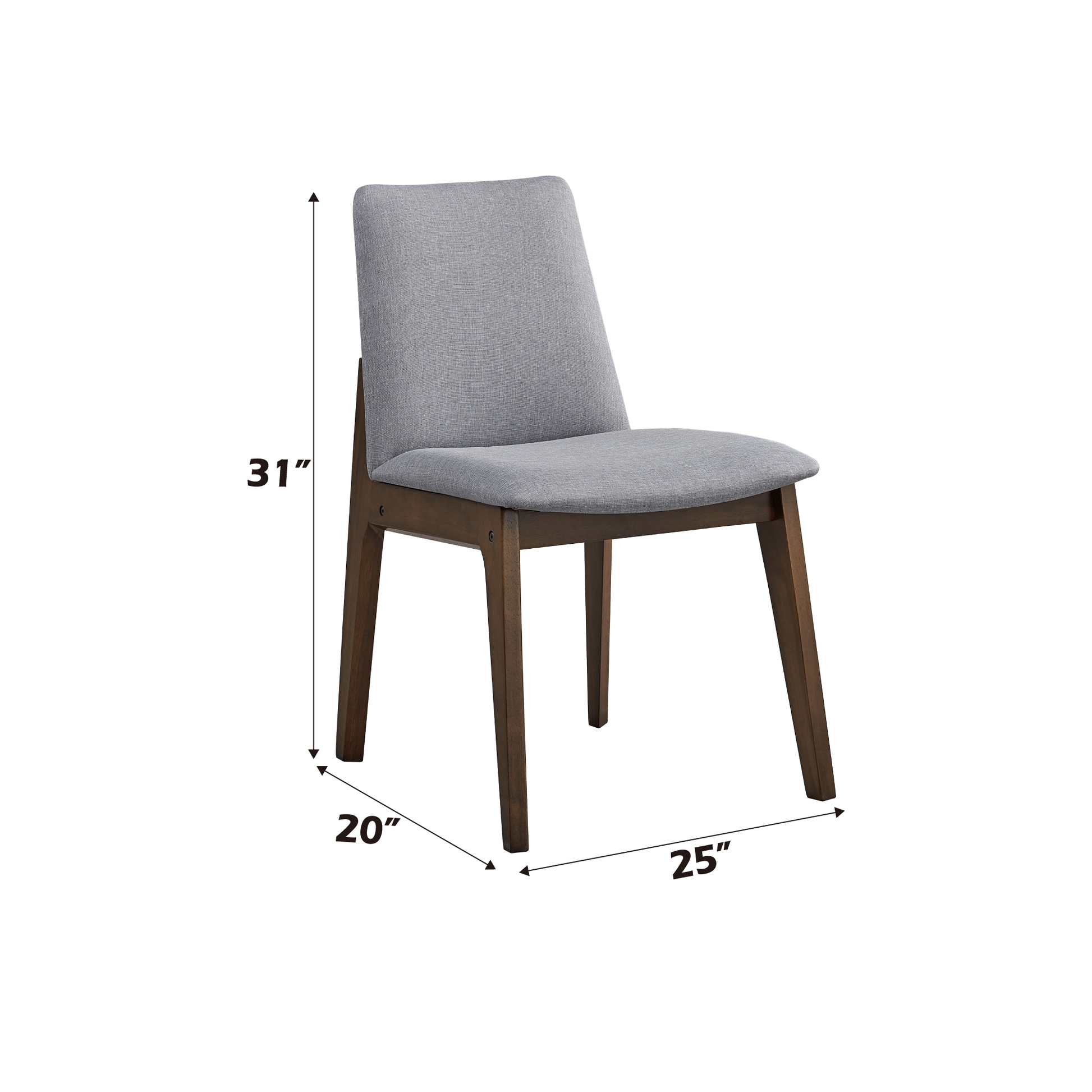 Kaela Light Gray Fabric & Walnut Finish Side Chair Set Of 2 Light Gray Synthetic Wood