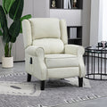 Homcom Vibration Massage Recliner Chair For Living Room With Heat, Wingback Single Sofa, Modern Linen Fabric Push Back Reclining Chair With Footrest, Side Pocket, White White Linen