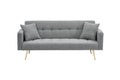 71.7 Inch Grey Teddy Fleece Sofa Bedbring Two Throw Pillows Grey Fabric 2 Seat