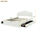 Queen Size Upholstered Platform Bed With 4 Drawers And 2 Usb, Beige Box Spring Not Required Queen Beige Wood Bedroom Bed Frame Polyester Upholstered