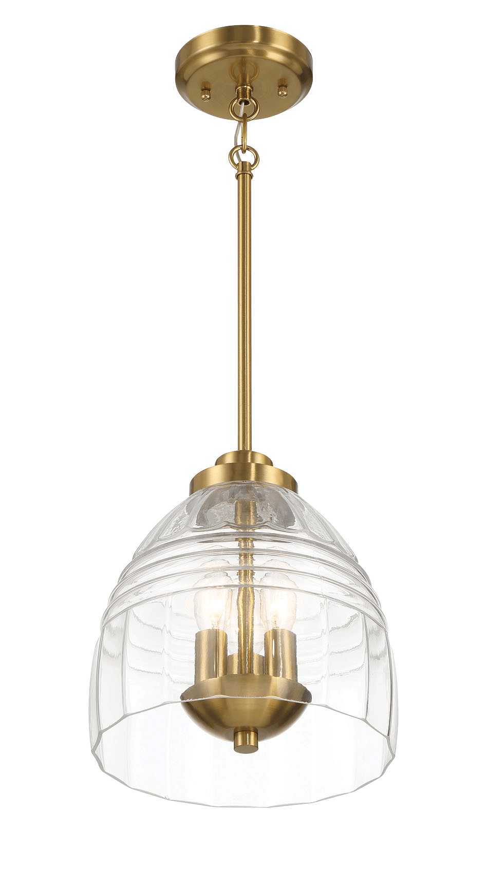 Ember Three Candle Lights Chain Pendant With Clear Glass Satin Brass Clear,Gold Ceiling Lights Brass,Glass