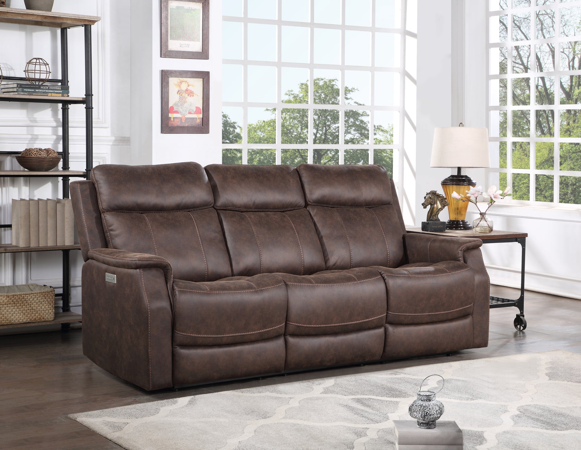Valencia 3 Piece Dual Power Reclining Living Room Set Dark Brown Dark Brown Faux Leather