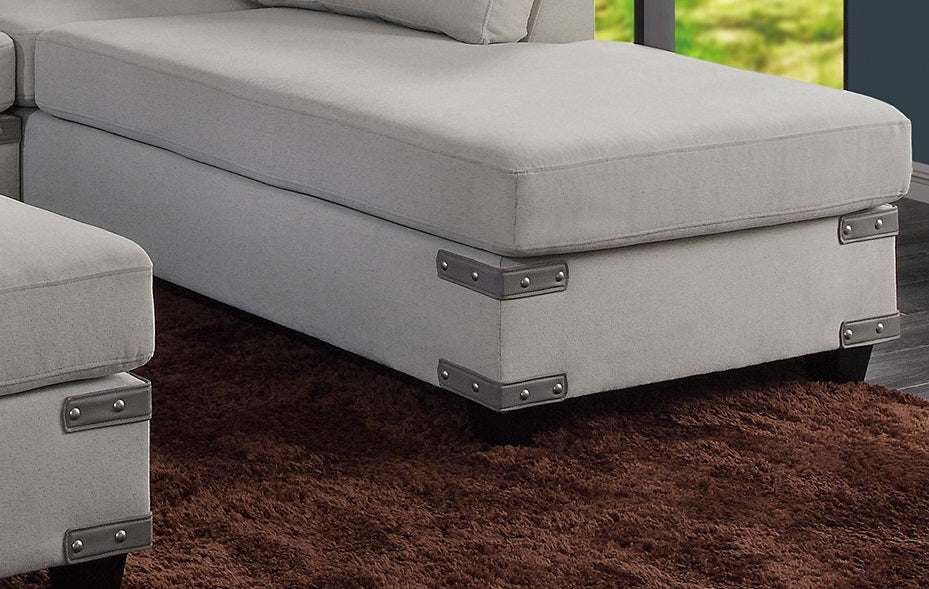 Living Room Furniture Mushroom Chenille Sectional W Ottoman Linen Like Fabric Sofa Reversible L R Chaise Ottoman 3Pc Sectional Sofa Mushroom Chenille Wood Primary Living Space Cushion Back