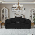 United We Win Corduroy Fabric, Two Cup Holders, Storage, Oversized Two Seat, Solid Wood Frame, High Quality Sponge Filling, Curved Placement Sofa Black Corduroy 2 Seat