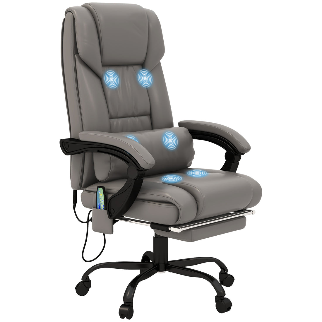 Vinsetto High Back Vibration Massage Office Chair With 6 Points Remote Gray Faux Leather