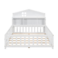 Full Size Floor Beds With Bookcases And Blackboards, Versatile Platform Beds With Guard Rails, Solid Wood Floor Beds With Storage Headboards, Floor Beds For Kids And Teens White Full White Plywood