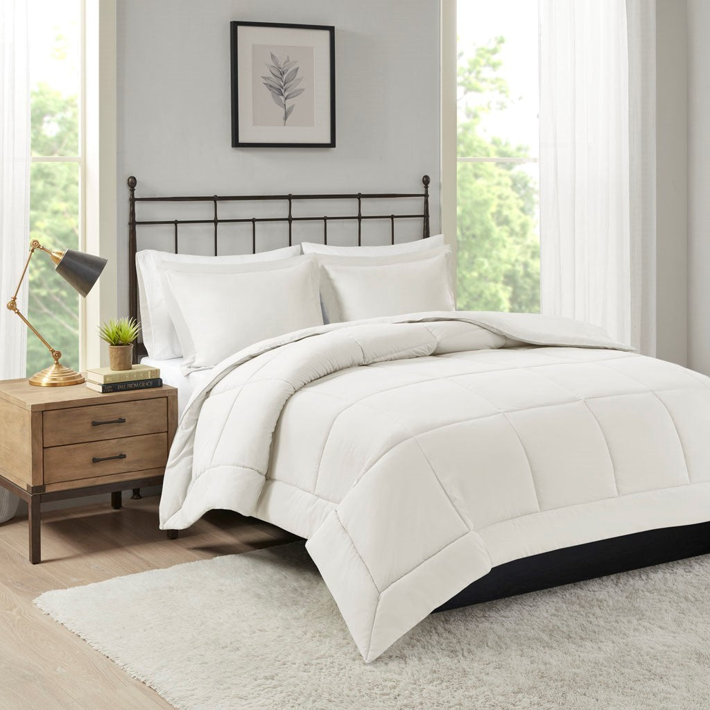 Microcell Down Alternative Comforter Mini Set King Ivory Microfiber