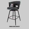 Bar Chair Suede Woven Bar Stool Set Of 4,Black Legs Barstools No Adjustable Kitchen Island Chairs,360 Swivel Bar Stools Upholstered Bar Chair Counter Stool Arm Chairs With Back Footrest, Blue Metal Blue Kitchen Dining Chairs Foam Technical Leather