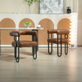 Coolmore Contemporary Designed Pu Fabric Upholstered Accent Dining Chair Barrel Side Chairs Kitchen Armchair For Living Room Set Of 2 Light Brown Pu Light Brown Foam Pu Leather