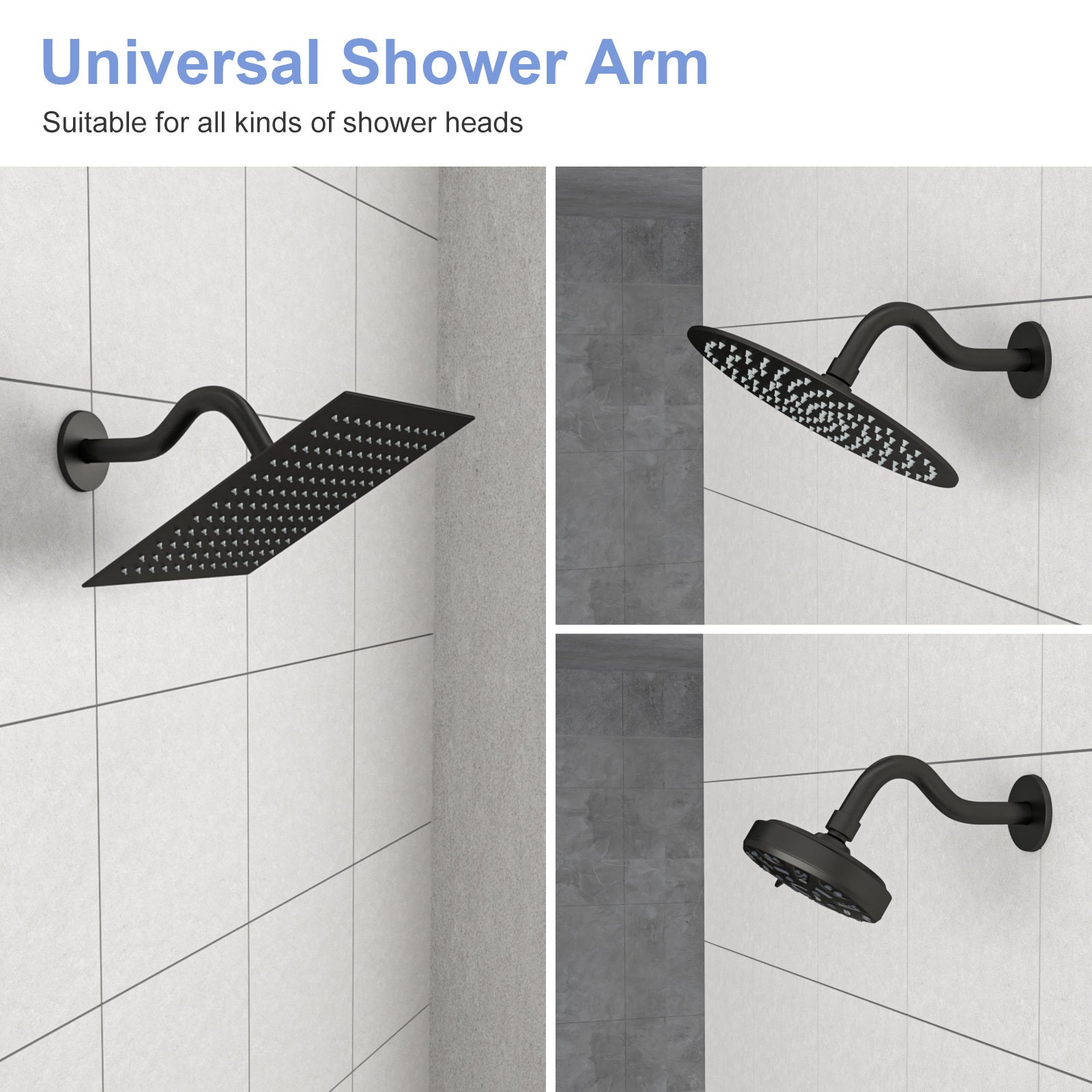 8" Shower Arm With Flange, Matte Black Matte Black Stainless Steel