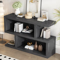 Retro Console Table With Symmetrical 2 Tier Open Shelf For Entryway And Living Room Black Black Mdf