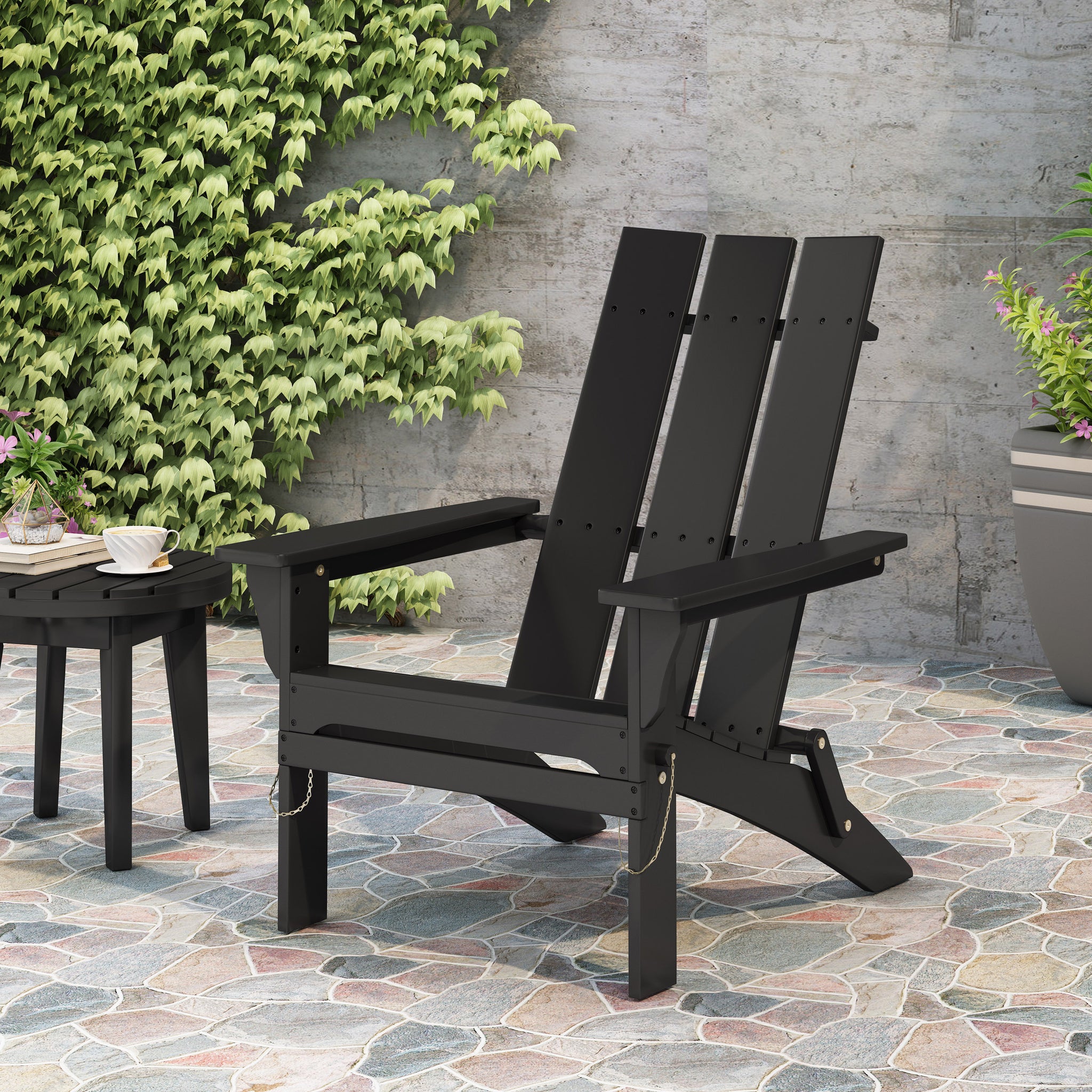 Zuma Foldable Adirondack Chair Black Wood